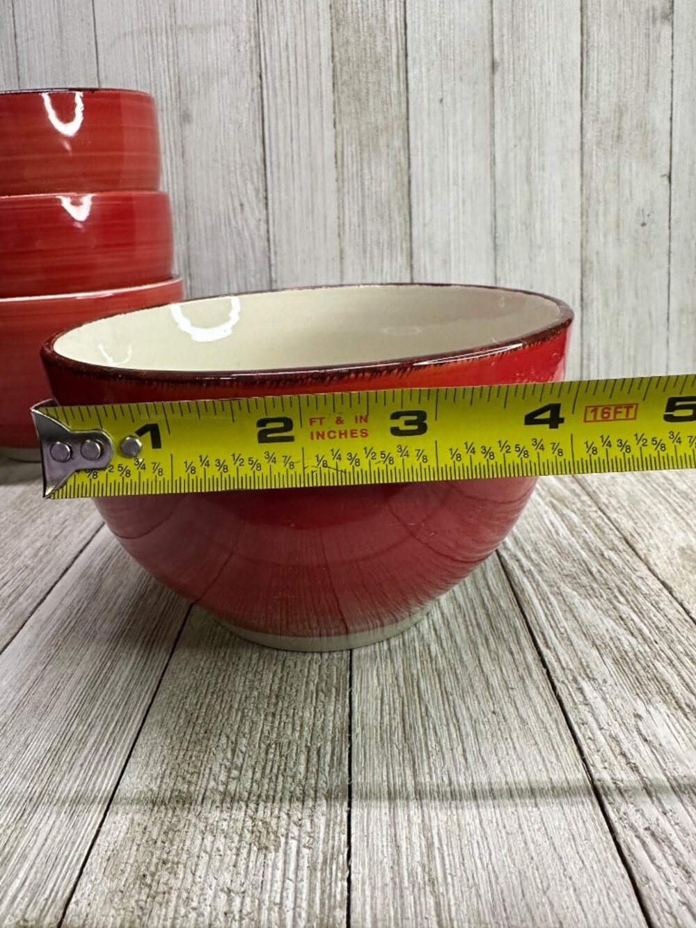 Vtg Royal Norfolk Stoneware Deep Soup Cereal Bowls Red Ceramic 5.5" DIA Set 4 - Picture 9 of 9